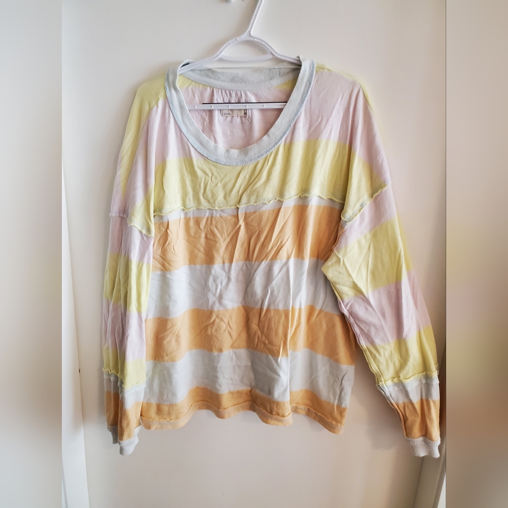 Free People Striped Long Sleeve Shirt